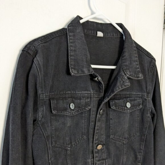 Embroidered Jean jacket ethnic Aztec boho styled black wash Medium T11 - Picture 6 of 7